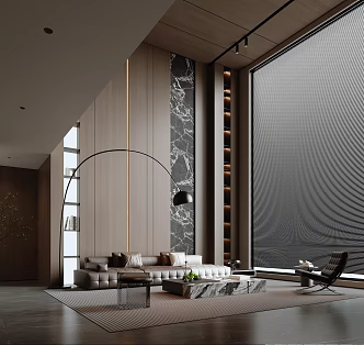 Modern Italian Villa Living Room 3d model