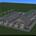 Modern Industrial Plant in Green Grassy Environment with External Electrical Equipment and Multiple Structures