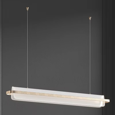 Sleek Modern Pendant Light With White Linear Design And Metal Suspension Cords 3d model