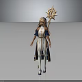 Fantasy Female Mage Character In Blue And White Outfit With Star Shaped Staff
