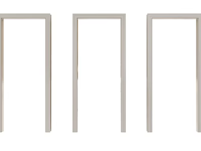 Three White Door Frames Standing Side by Side in Simple Arrangement 3d model