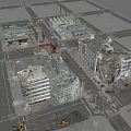 Aerial View of Urban Area With Collapsed Building Structures and Debris
