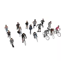 Group of People Engaged in Different Activities Including Cycling and Walking Outdoors