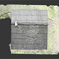 Red Residential House Model With Gray Roof Chimney Grass And Path