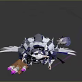 Game Movie Character With Blue Hat Purple Decoration White Wings Candle Holder And Purple Flames