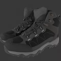 Black High Top Outdoor Hiking Shoes With Durable Traction Sole And Laces
