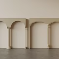 Beige Decorative Wall Elements With Arched Design And Columns 3d model