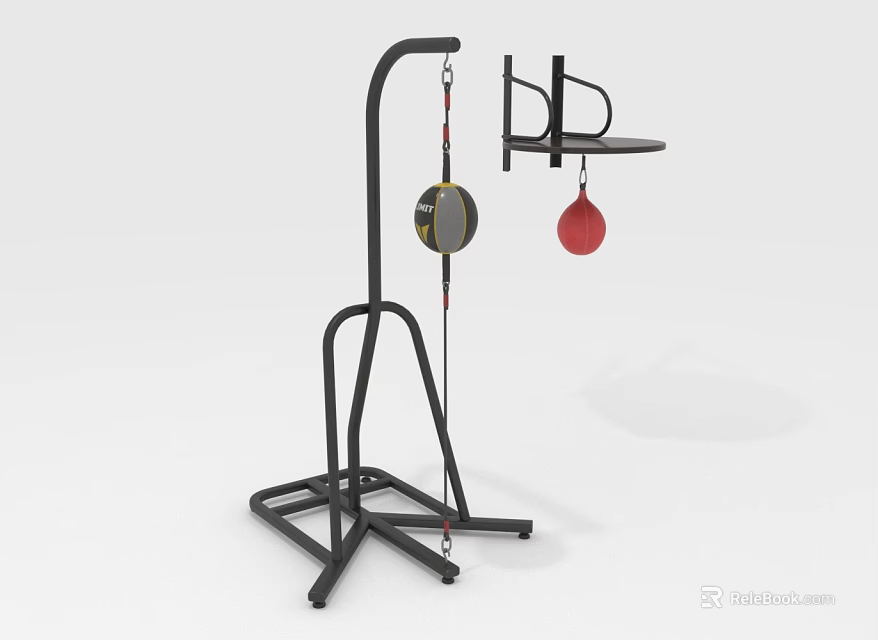 Boxing Training Stand With Speed Ball And Red Pear Ball Stable Base Fitness Equipment 3d model 