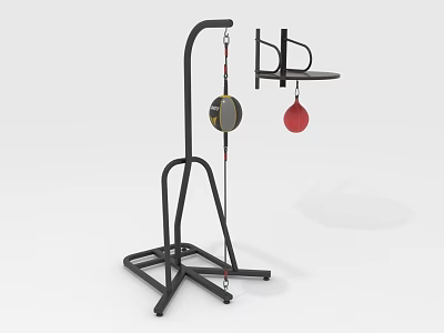 Boxing Training Stand With Speed Ball And Red Pear Ball Stable Base Fitness Equipment 3d model