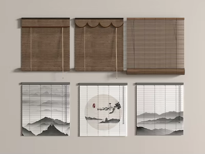 New Chinese-style Curtain Venetian Blinds Draw Curtain 3d model