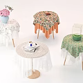 Elegant Round Negotiation Tables and Chairs with Various Tablecloths and Decorative Ornaments