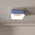 Minimalist Modern Blue and Wooden Frame Ceiling Light with Square Hexagonal Shape Design 3d model