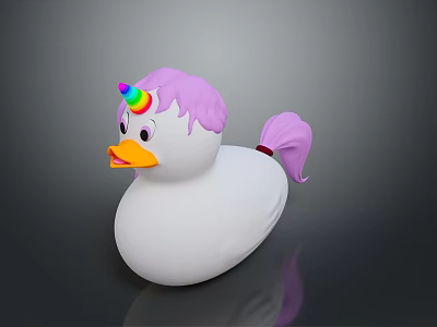 Playful Unicorn Duck Character With Pink Hair And Rainbow Horn Toy Design 3d model