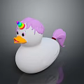 Playful Unicorn Duck Character With Pink Hair And Rainbow Horn Toy Design