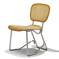 Modern Office Chair With Woven Seat Back Wooden Armrests And White Metal Frame Design