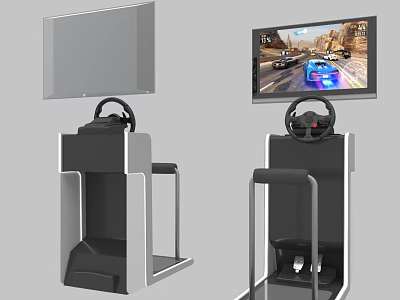 Driving Simulator Entertainment Device With Racing Game Screen Steering Wheel And Pedals 3d model