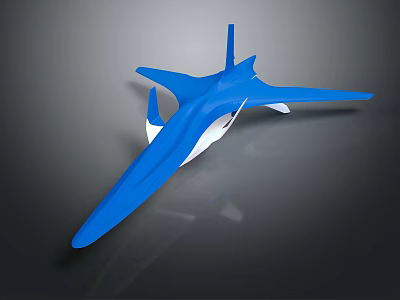 Blue Futuristic Spacecraft 3D Model with Aerodynamic Design for Space Exploration Concept 3d model