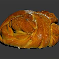 Freshly Baked Golden Braided Pastry With Glazed Surface And Sugar Dusted Topping