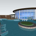 Indoor Swimming Pool Featuring Circular Pools Large Windows And Skylight Ceiling 3d model