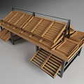 Wooden Storage Shelving With Metal Frame And Multi Tiered Display Design