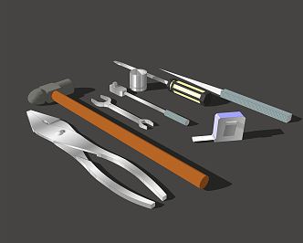 Modern Tools Various Tools Wrench Hammer Screwdriver 3d model