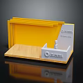 Stylish Yellow Retail Display Shelf With Wooden Top And Olympia Logo