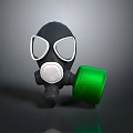 Detailed Toy Weapon 3D Model Featuring Gas Mask And Green Cylinder