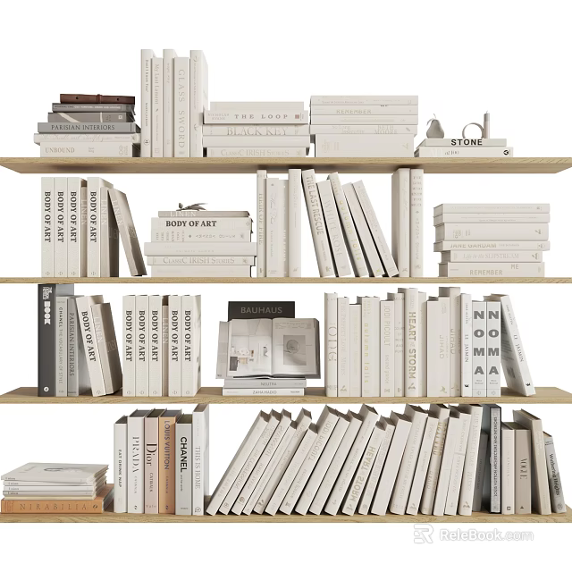 Books And Magazines Arranged On Wooden Bookshelf With Stacked Volumes Of Various Sizes 3d model 