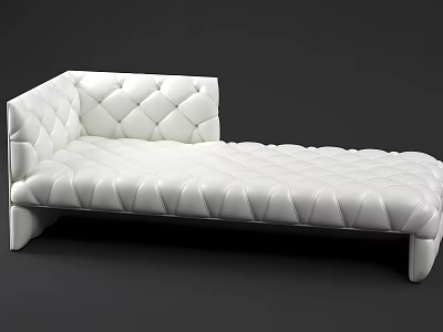 Elegant Modern White Leather Chaise Lounge With Diamond Tufted Pattern 3d model