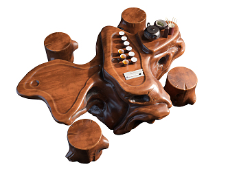 Chinese root carving tea sea root carving tea table 3d model