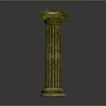 Antique Classical Fluted Stone Column With Ornate Capital And Textured Surface 3d model
