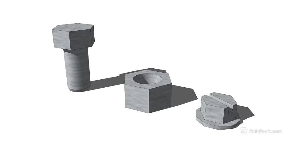 3D Rendered Hexagonal Bolt And Nut Mechanical Components For Machinery 3d model 