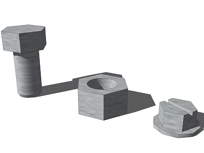 3D Rendered Hexagonal Bolt And Nut Mechanical Components For Machinery 3d model