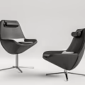 Modern Black Office Chair With Curved Backrest And Metal Swivel Base Design