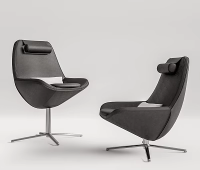 Modern Black Office Chair With Curved Backrest And Metal Swivel Base Design 3d model