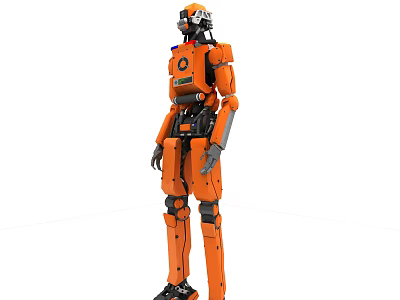 Intelligent Machine Orange Humanoid Robot With Mechanical Structure Helmet For Industrial Use 3d model