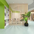 Book Art Inspired Modern Library Space With Green Walls Circular Light Bookshelves And Chairs