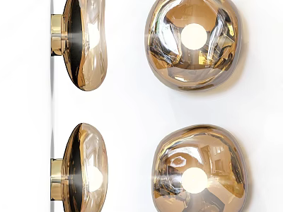 Modern Glossy Glass Wall Lamps With Brass Metal Base For Interior Home Lighting 3d model