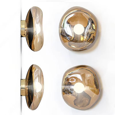 Modern Glossy Glass Wall Lamps With Brass Metal Base For Interior Home Lighting 3d model