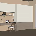 Modern desk bookcase one 3d model