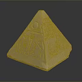 Scenic White Pyramid with Ancient Carvings Symbols Figures and Reflection on Dark Background