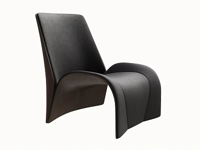 Modern Black Leather Accent Chair With Unique Curved Design And Stylish Appeal 3d model