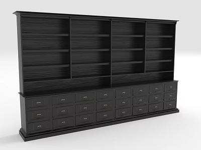 Black Storage Cabinet With Multiple Shelves And Drawers For Home Organization 3d model