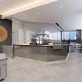 Modern Dessert Shop Interior With Bright Lighting Large Windows Glass Display Cases And Fresh Desserts