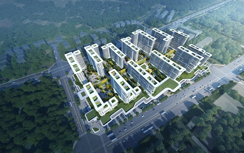 Modern bird's-eye view of the community 3d model