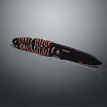 Cold Steel Knife With Dark Blade And Brown Black Wrapped Handle Logo Design