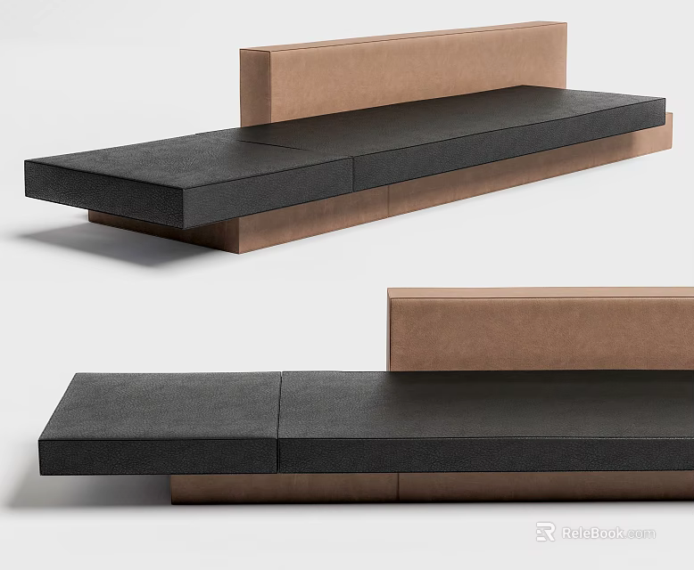 Modern Sectional Sofa With Black Cushion And Brown Backrest Simple Design 3d model