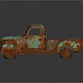 Vintage Rusty Truck With Blue Green Patina And Classic Retro Design