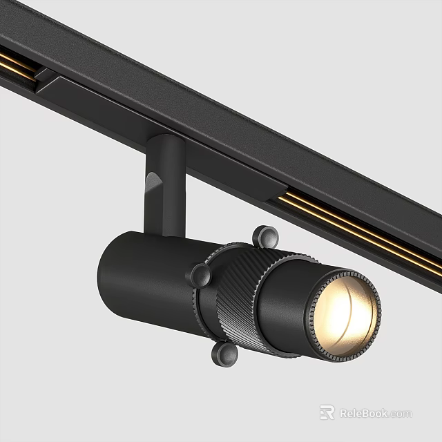 Modern Black Adjustable Angle Downlight Spotlight With Warm LED Light For Home Ceiling Lighting 3d model 