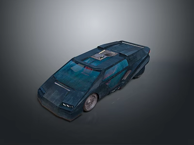 Futuristic Sports Car Featuring Wedge Shaped Body Dark Blue Finish And Unique Design 3d model